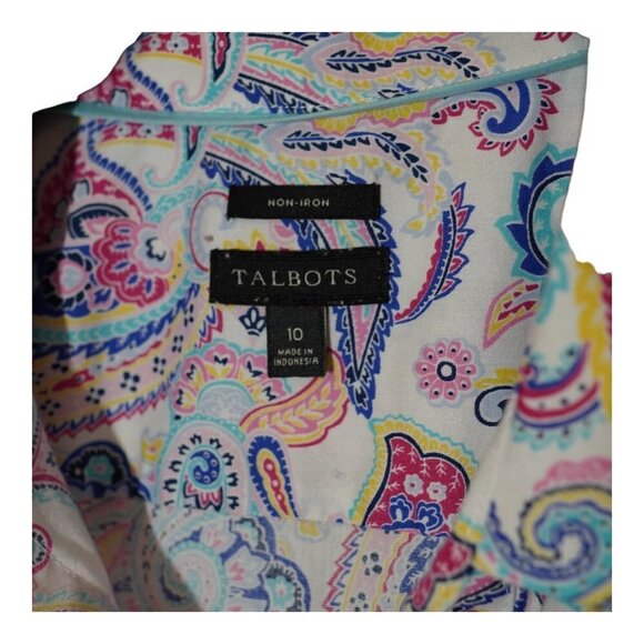 EUC Talbots PERFECT SHIRT - SLEEVELESS - PAISLEY- Non-iron Sz 10 - Picture 5 of 6